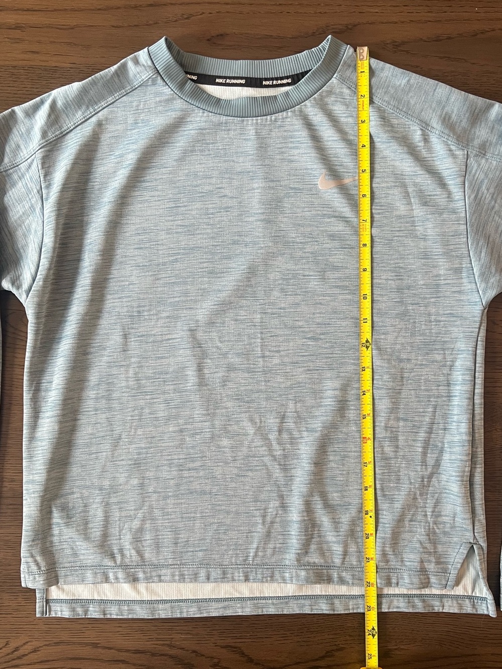 Nike Dri-FIT Running Long Sleeve Crew Neck Shirt Light Heather Green-Blue EUC - Picture 11 of 12